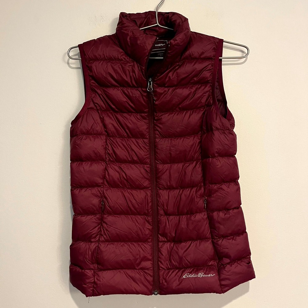 Eddie Bauer Down Puffer Vest Red Burgundy EB650 Womens XS Gorpcore Outdoor